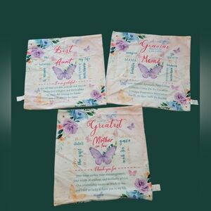 Floral‎ Sentiment Pillow Covers Aunt Mama Mother In Law 3 Total 18x18 Size New